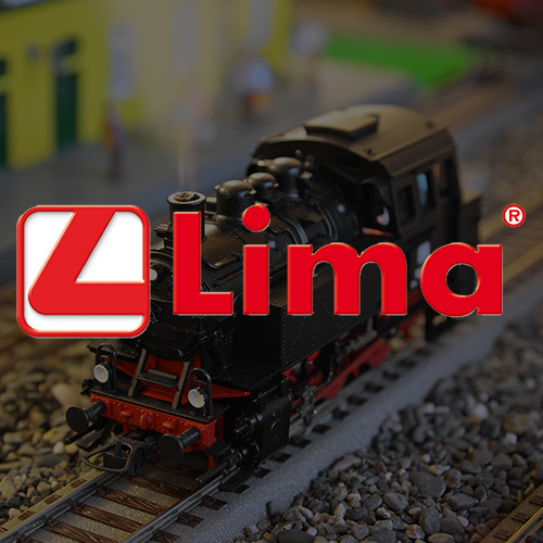 model train featuring Lima branding in a scenic railway setting with five detailed components